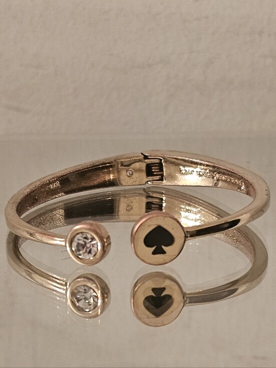 kate spade Jewelry - kate spade rose gold-tone open bangle with spade and crystal